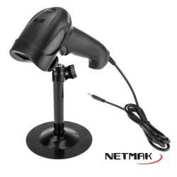 Lector de Codigo de barras Laser USB 1D CON SOPORTE PIE Netmak NM-LC401-S