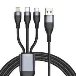 Cable 3en1 USB 3.0 a Microusb Tipo C Lightning 1.2m 6Amp Intco CP01-20-022