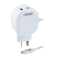 Cargador 3A - 2 USB c/ Cable Usb - Micro USB Blanco Noganet NGH-3