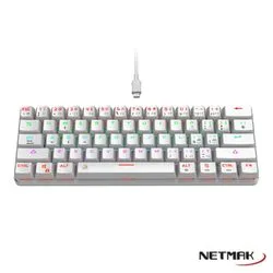 Teclado Mecanico 60% Blanco Switches Blue Netmak NM-DOMINATE-W