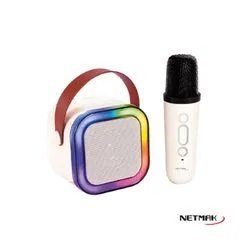 Mini Parlante Karaoke BT RGB Con Microfono Netmak Blanco NM-BUDDY