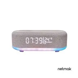 Reloj despertador c/ Parlante + Carga Inalambrica RGB Netmak NM-RD12
