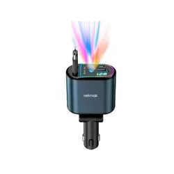 Cargador p/ Auto 4en1 66W c/ Proyector Usb-C Lightning Retractil NM-UCC9