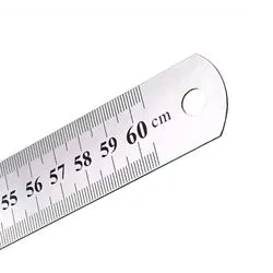 Regla Metalica de Acero Inox 60cm x 28mm Global Pulgada y Metrico SSRULE-60CM