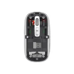 Mouse Inalambrico recargable 2.4G+BT+USB Transparente Noganet ST-171