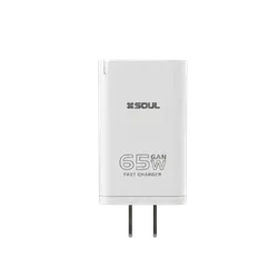 Cargador Viajero FC USB+PDx2 65W GaN con cable Lightning Soul CVJ-X3PD65L