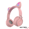 Auricular Bluetooth CAT ROSA Luces y orejas de gato Netmak NM-CAT