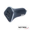 Cargador NEGRO DOBLE USB Rapido 3.1A Para Auto 12V Netmak NM-UCC5