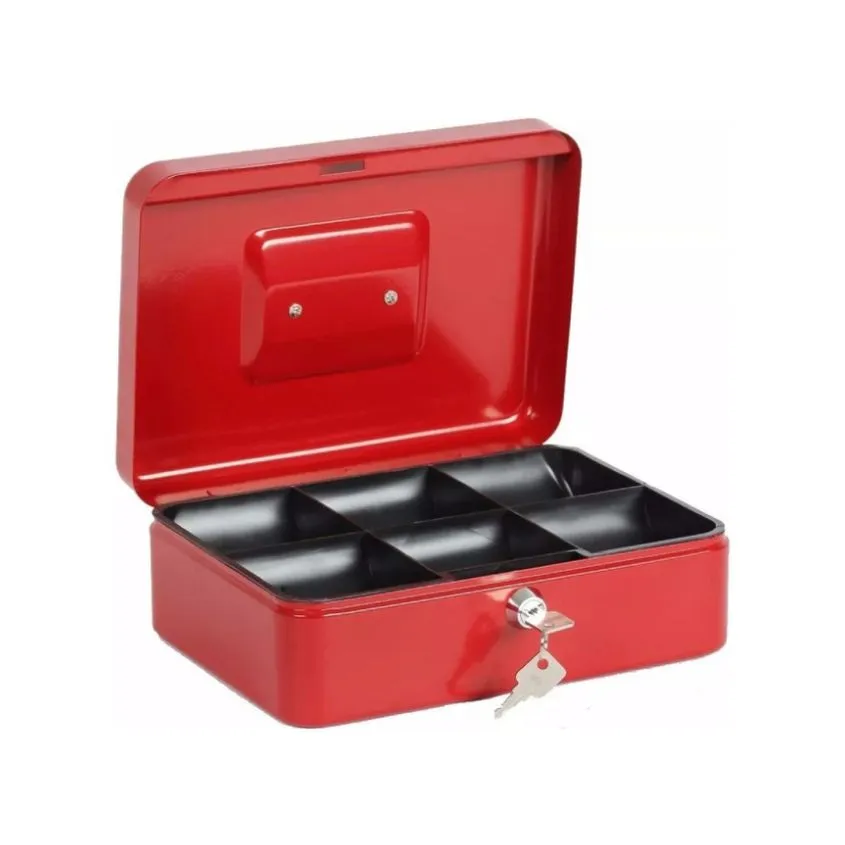 Cofre Portavalores con Bandeja 2 llaves 25x20x9cm N2 Roja Global COFRE-25X20X9-R