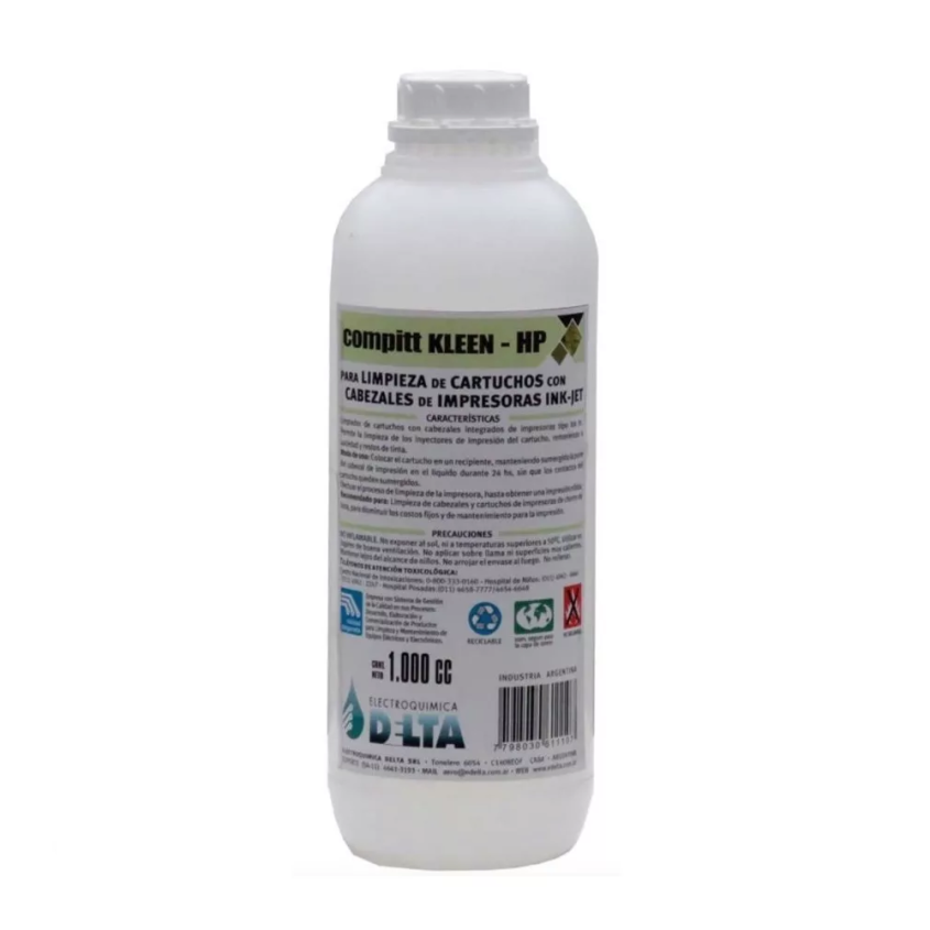 Compitt Kleen-HP Limpia Cabezales Cartuchos HP Bidon x 1 Litro Delta