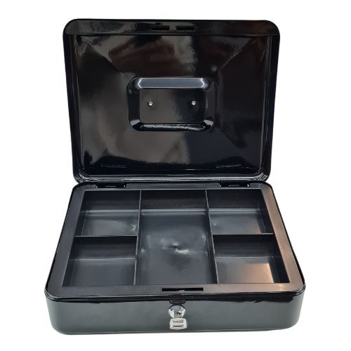 Cofre porta valores con bandeja 2 llaves 30x25x9 Negro Global COFRE-30X25X9-BK