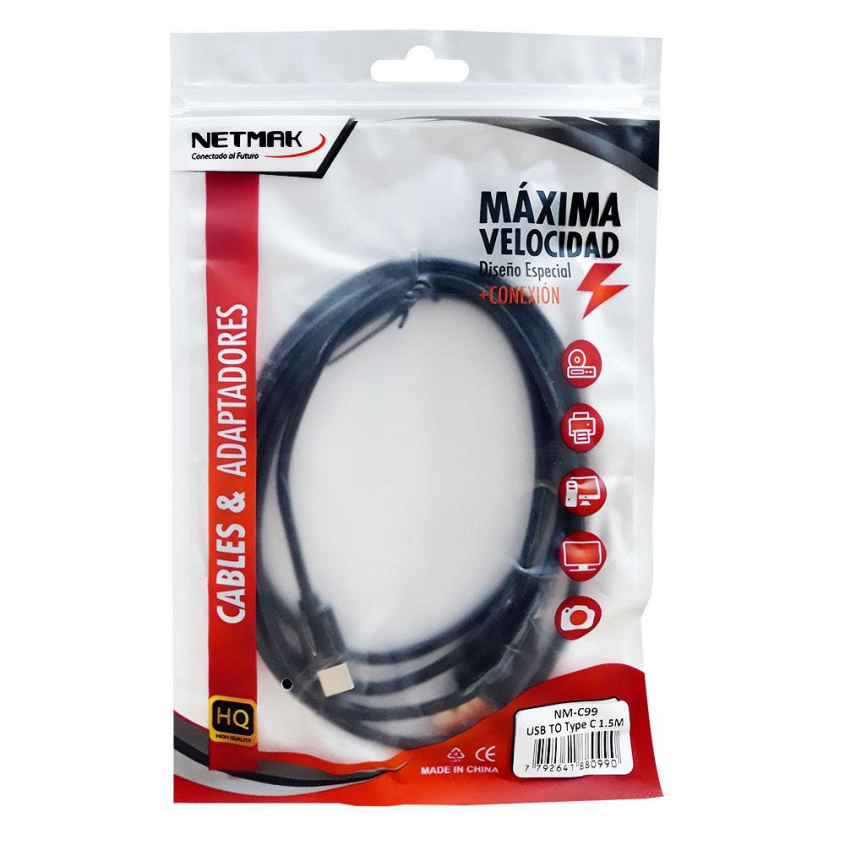 Cable USB macho A USB tipo C 3.1 Macho 1.5 Mtrs Netmak NM-C99
