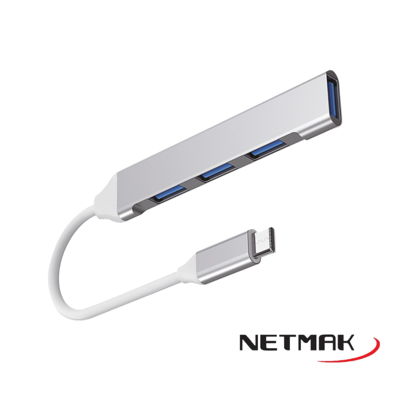 Hub USB Tipo C a 3 Puertos USB 2.0 + 1 USB 3.0 Netmak NM-AC09
