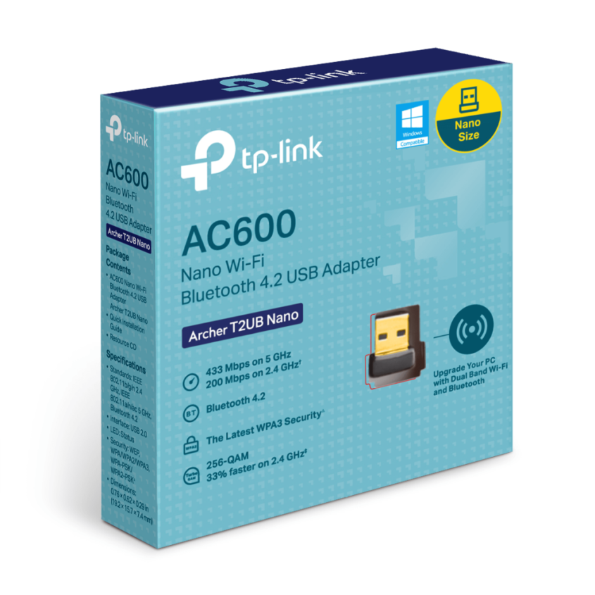 Receptor Usb Nano Wireless Wifi Ac600 Dual Band + Bluetooth 4.2 Tp-link T2ubnano