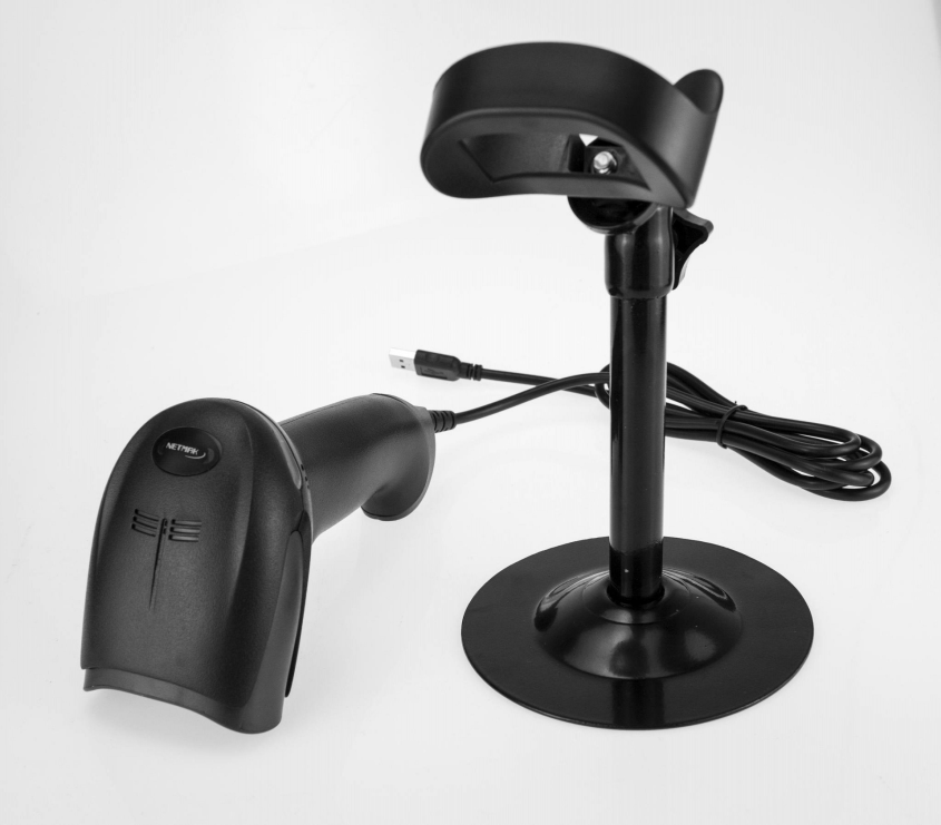 Lector de Codigo de barras Laser USB 1D CON SOPORTE PIE Netmak NM-LC401-S