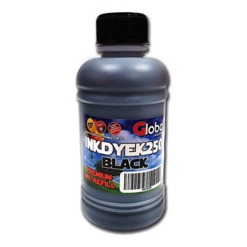 Tinta Premium Universal Black de 250 Cm3 Global INKDYEK250