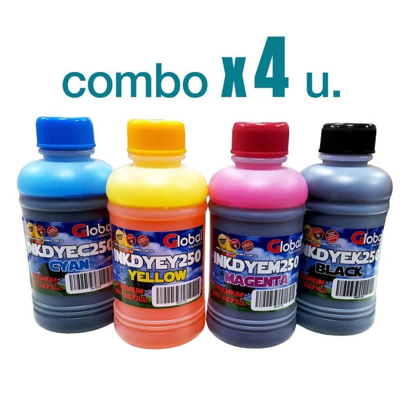 Combo Tinta Premium Universal Negro+Colores de 250 Cm3 Global COMBO033