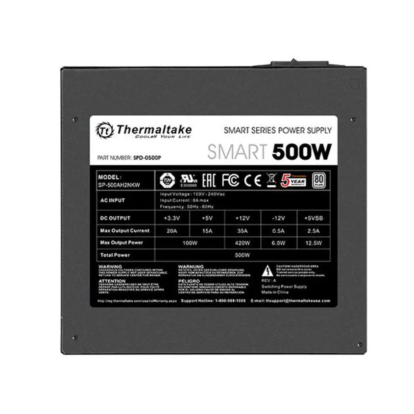 ATX Thermaltake Smart 500W White 80 PLUS ATX SPD-0500P