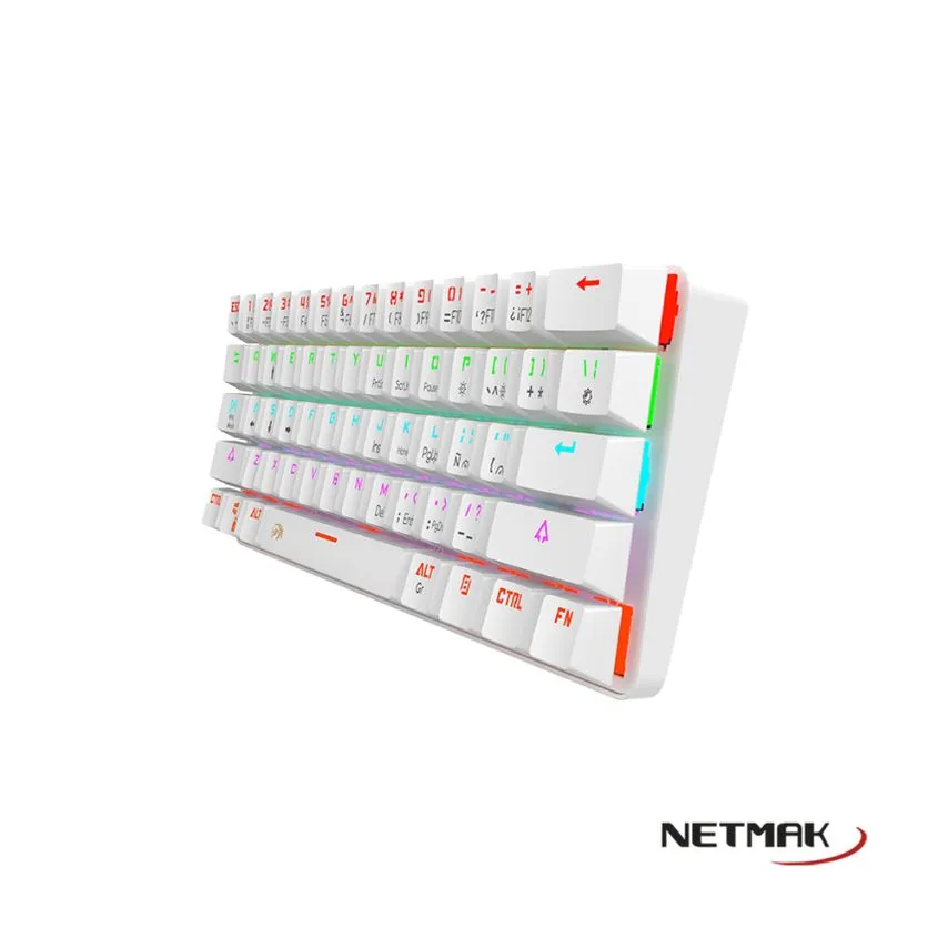 Teclado Mecanico 60% Blanco Switches Blue Netmak NM-DOMINATE-W