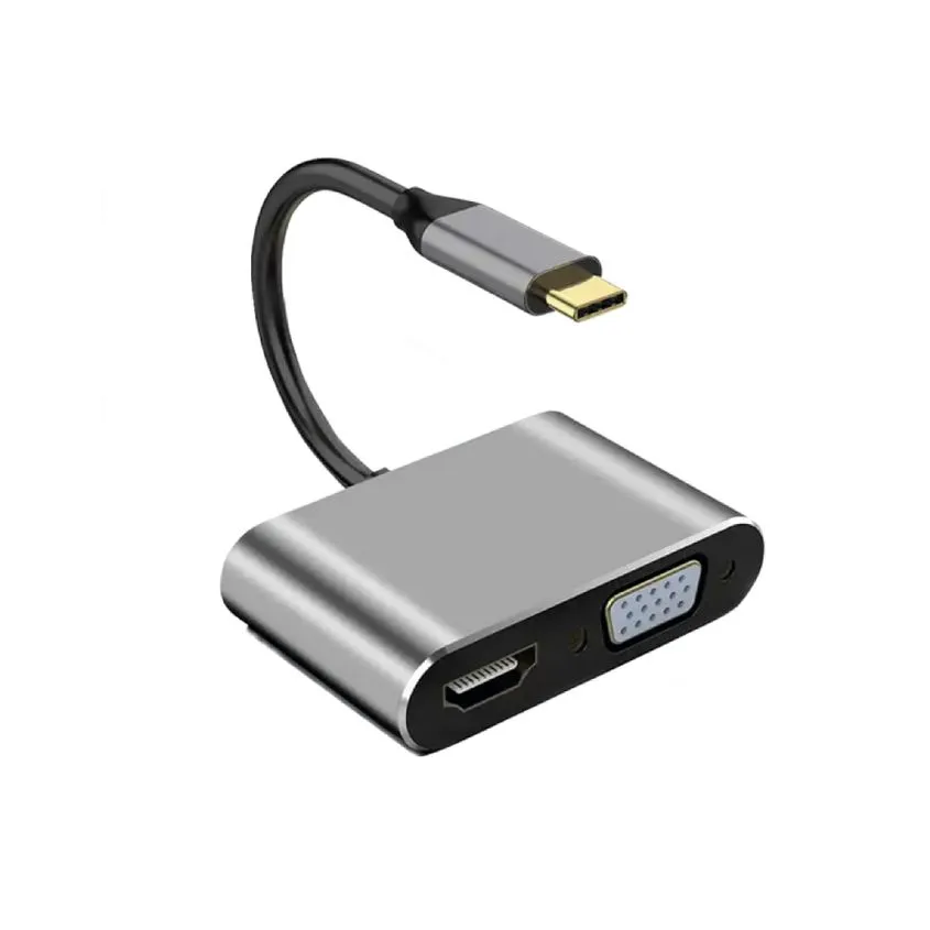 Hub adaptador Tipo-C 4 en 1 Hdmi + USB+ USB c + VGA Netmak