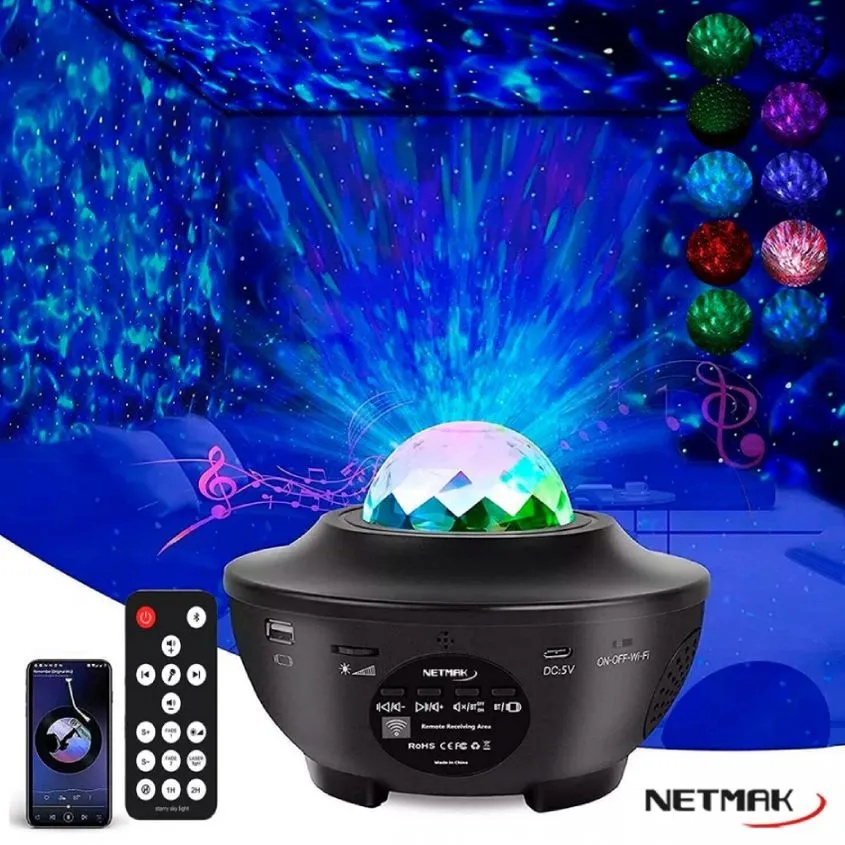Velador Proyector con Parlante Bluetooth Netmak NM-502