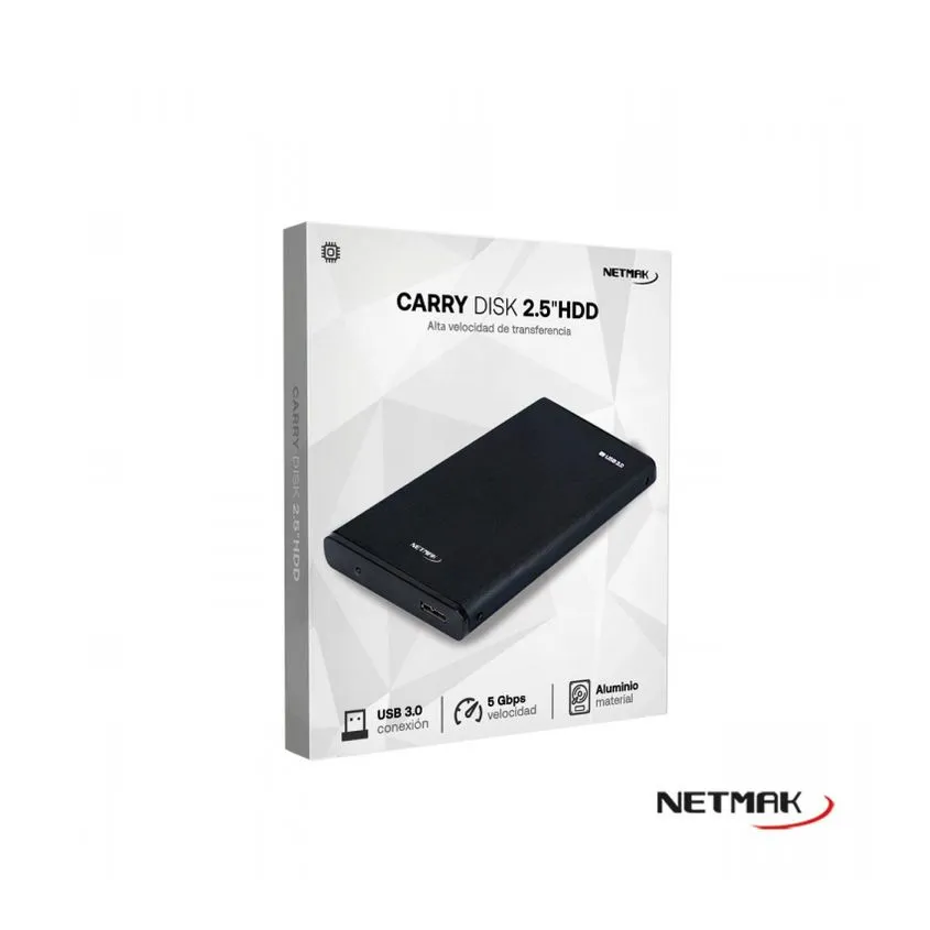 Carry Disk Externo Aluminio Sata 2.5" Usb 3.0 Netmak NM-CASE-AL