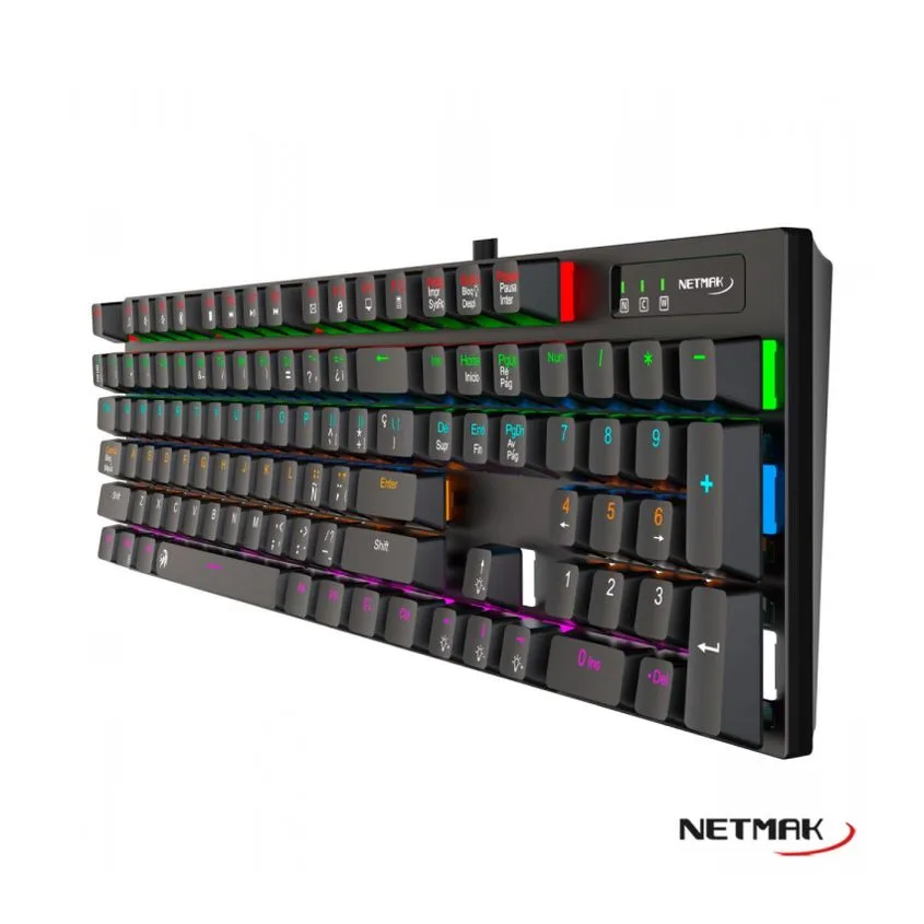 Teclado Mecanico Gamer 100% Switches Azul Netmak