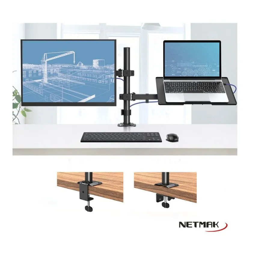 Soporte elevador de Monitor 13-32" y Notebook Netmak