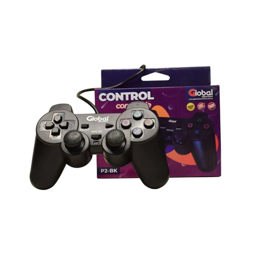 Joystick con Cable Compatible PS2 Color Negro Global P2-BK