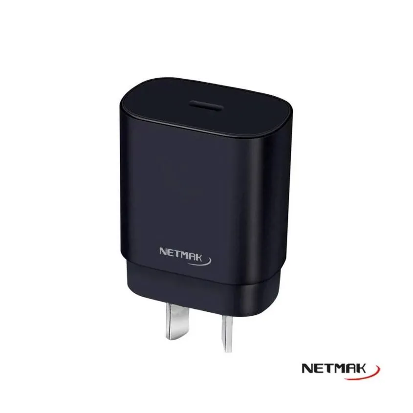Cargador USB-C PD 25W Negro Netmak NM-CP5