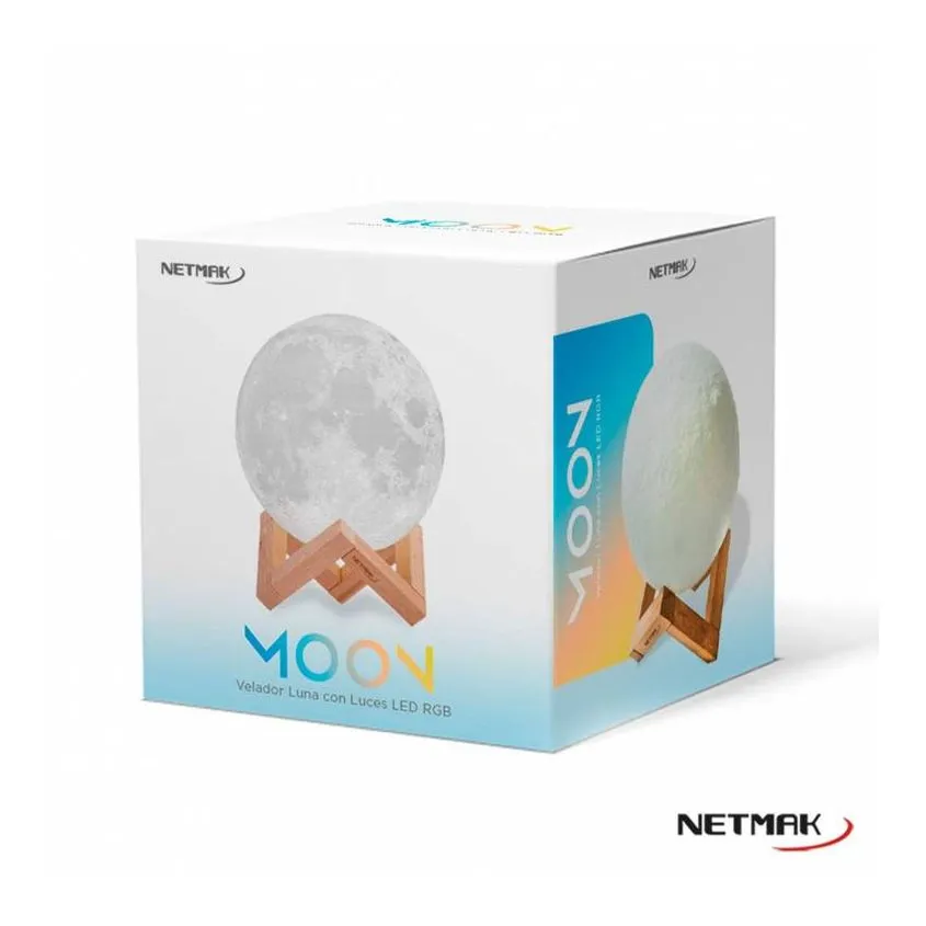 Lampara Velador Luna con luz Led 12Cm Netmak NM-MOON