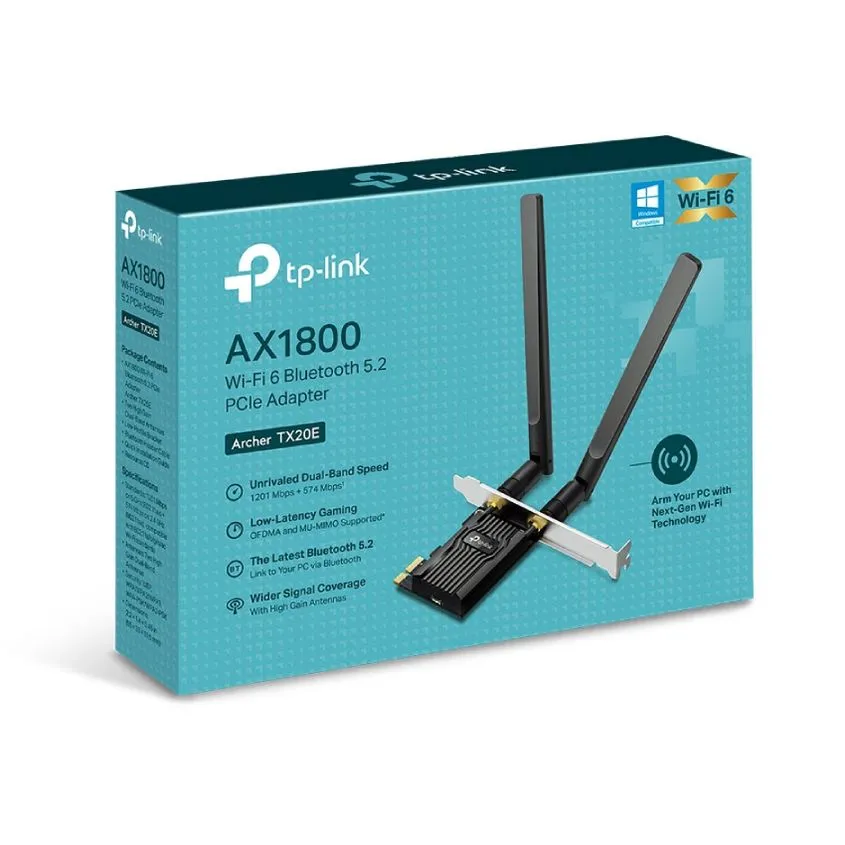 Placa de Red ARCHER PCIE AX1800 2 Ant Wifi+Bluetooth Tp-Link TX20E