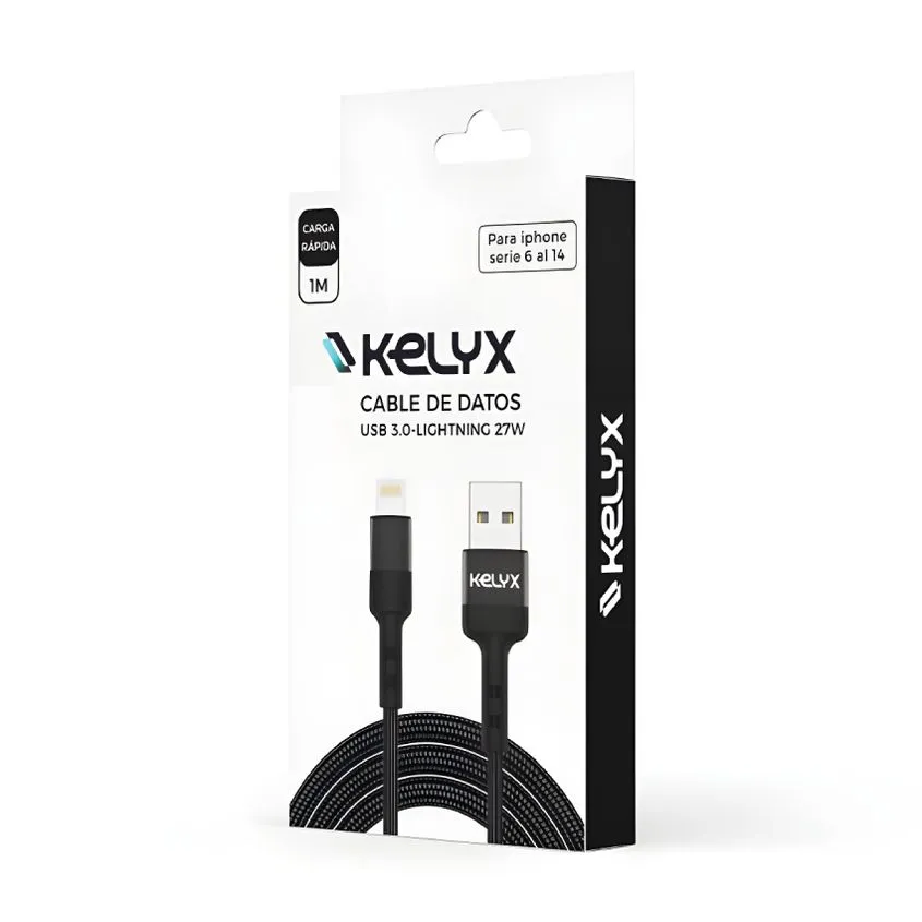 Cable Kelyx Usb 3.0 A Lightning 27w 1mt Kl-cbl-lig-27w