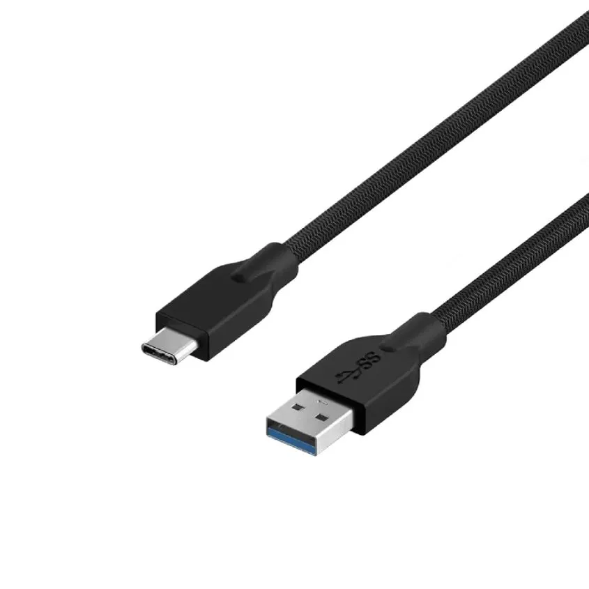 Cable USB A a Tipo C MAcho-Macho Genius Mallado Negro 3Amp 1.5mtrs A2CC-3A-USBC