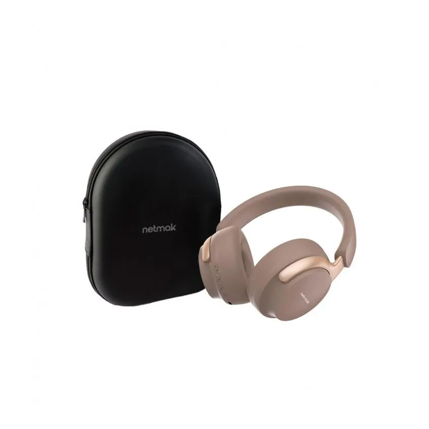 Auricular Negro Bluetooth Vincha con Estuche Netmak Beige NM-ULTRA-G