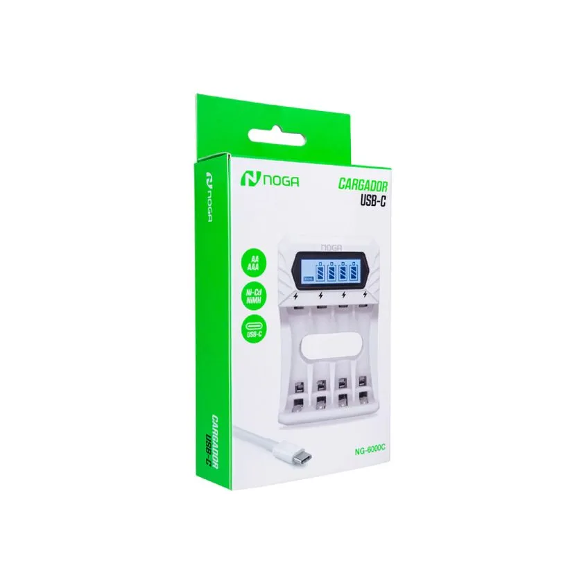 Cargador de Pilas Noganet x4 AA/AAA c/Display NG-6000C