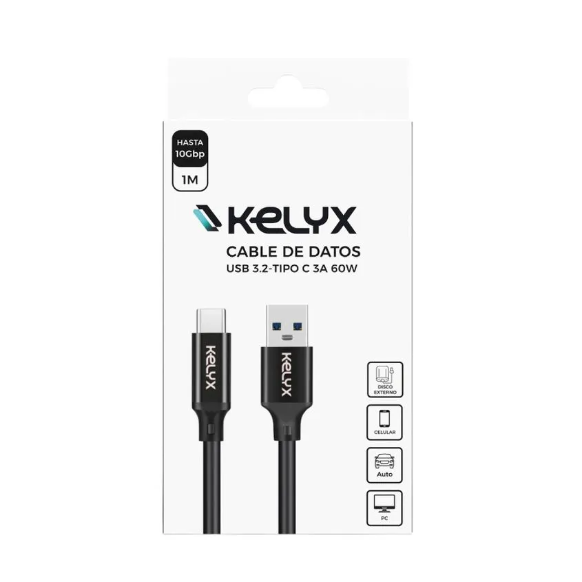 Cable Kelyx Usb 3.2 A Tipo C 3a 60w 1mt