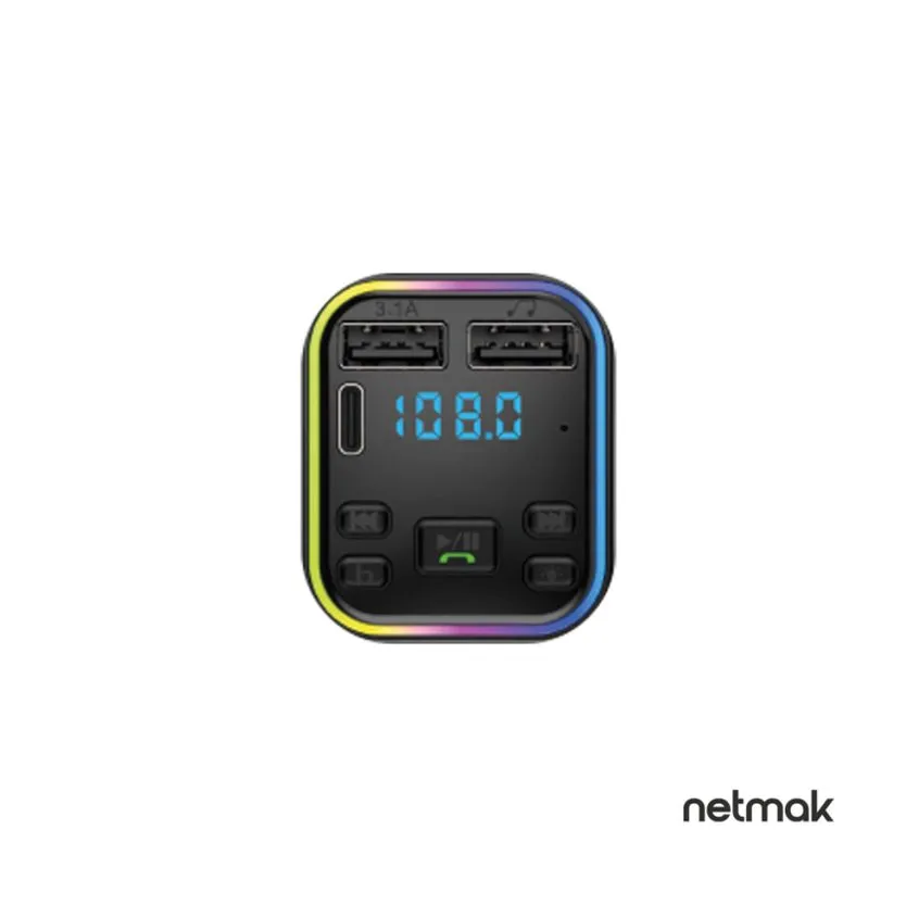 Transmisor FM Bluetooth c/ Puerto Tipo C Netmak NM-CAR38