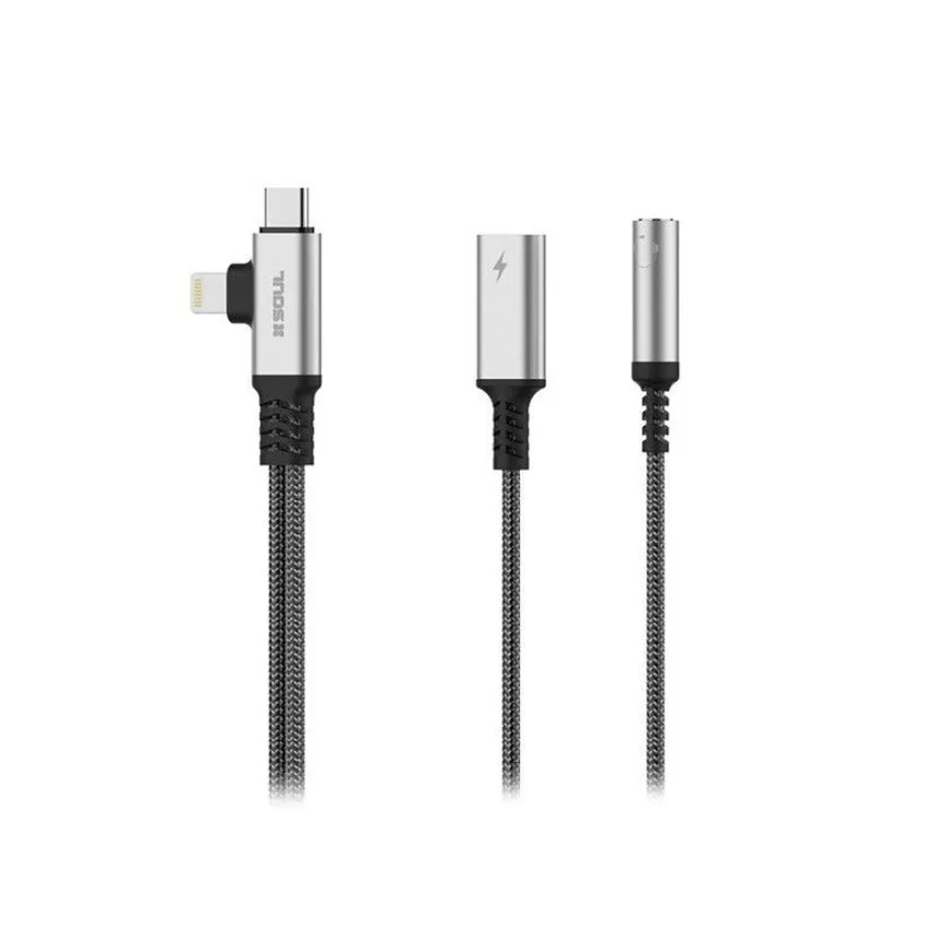 Adaptador Tipo C + Lightning + Plug 3.5mm  Hembra + Carga Soul ADAP-S02