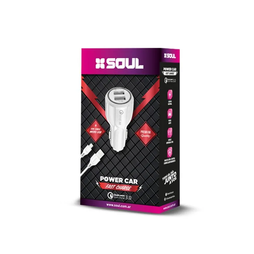 Cargador de Auto Dual USB 2.4A 10W Soul CA-DUSB10W