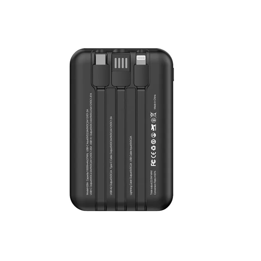 Power Bank Kelyx Mini 10000mah Tipo-c+usb+lightning 22.5w Black Kl-pbank-10000