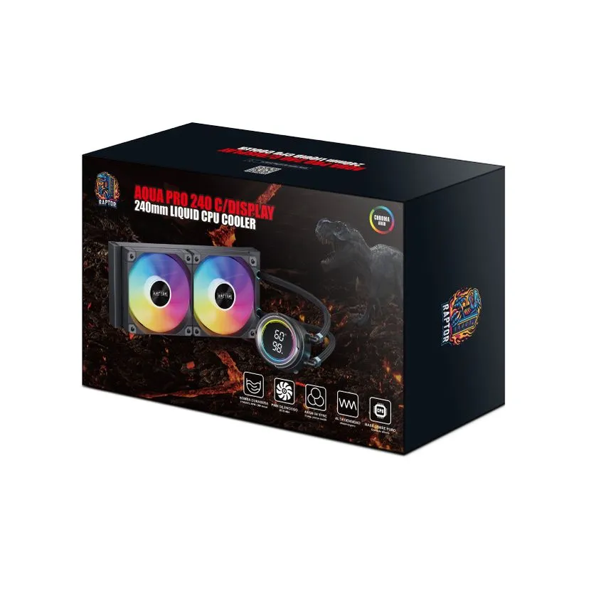 Water Cooling Raptor Aqua Pro 240mm c/Pantalla 2x Cooler RGB RAP-WC-PRO-240BL