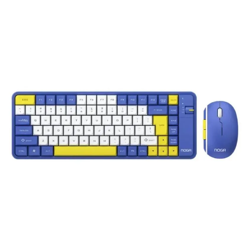 Teclado + Mouse Inalambrico 2.4G BT Noganet Azul Amarillo NKB-Q20AZ
