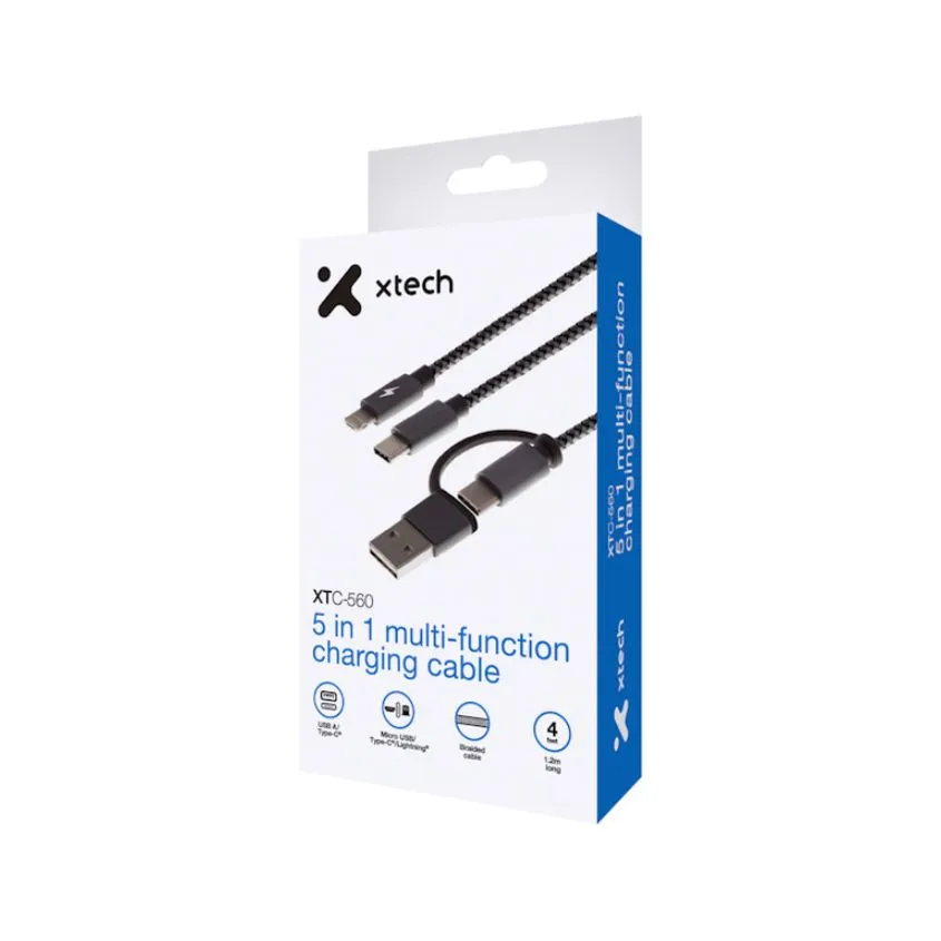 CABLE 5 EN 1 USB  TIPO C, LIGHTNING Xtech XTC-560