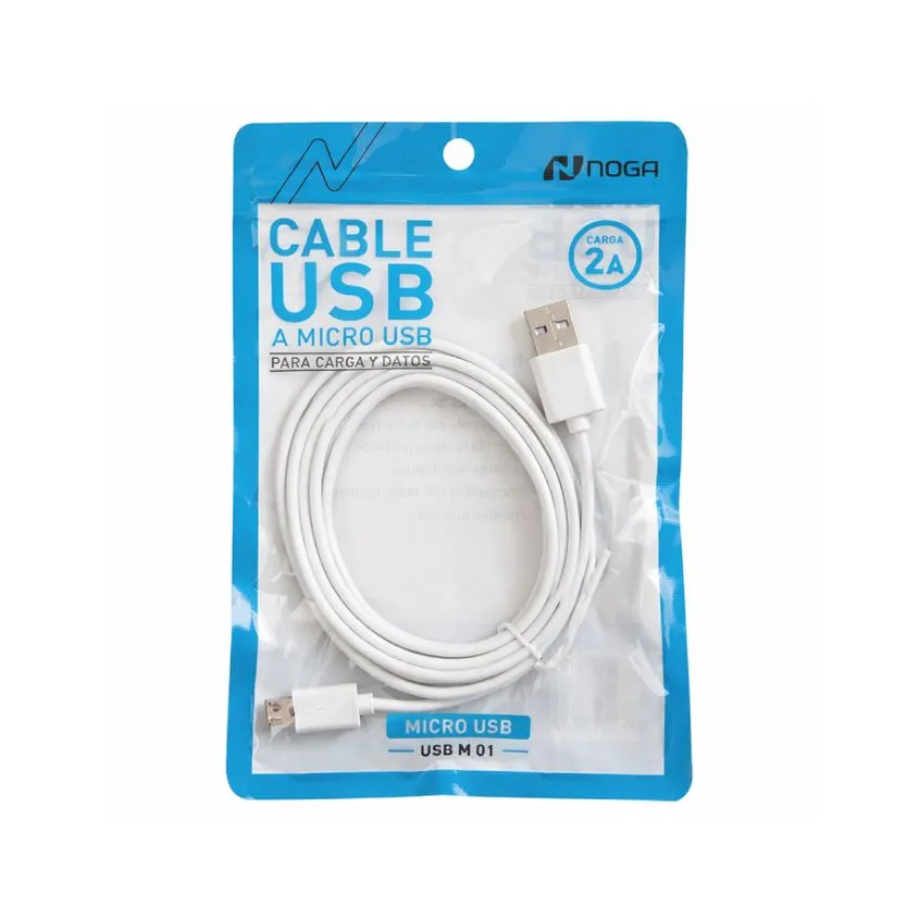 Cable USB a MicroUSB 1.8 Mtrs BLANCO Noganet USBM01
