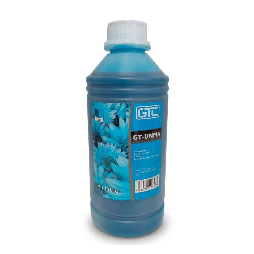 Botella de Tinta GTC 1000 Cm3 UNIVERSAL Sistema Continuo Cyan GT-UNI1-C