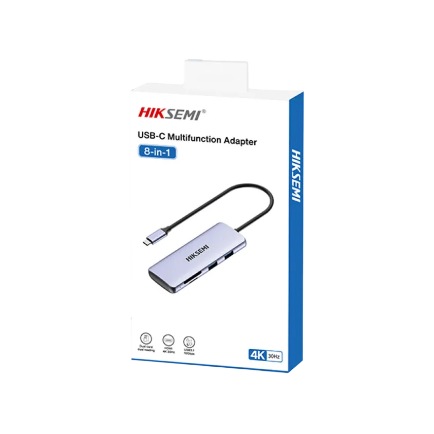 Hub HIKSEMI 8en1 USB Type C HDMI SD USB 3.0 x3 / USB 2.0 HS-HUB-DS8
