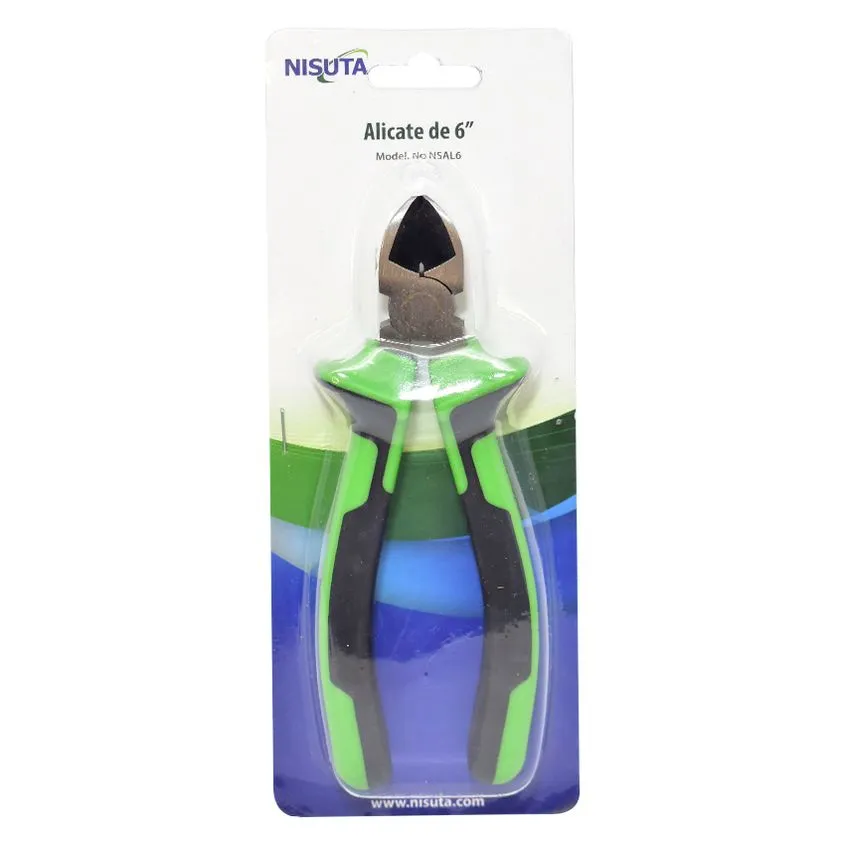 Alicate Nisuta 6 Inch Corte Diagonal Acero al Carbono con Grip TPR NSAL6