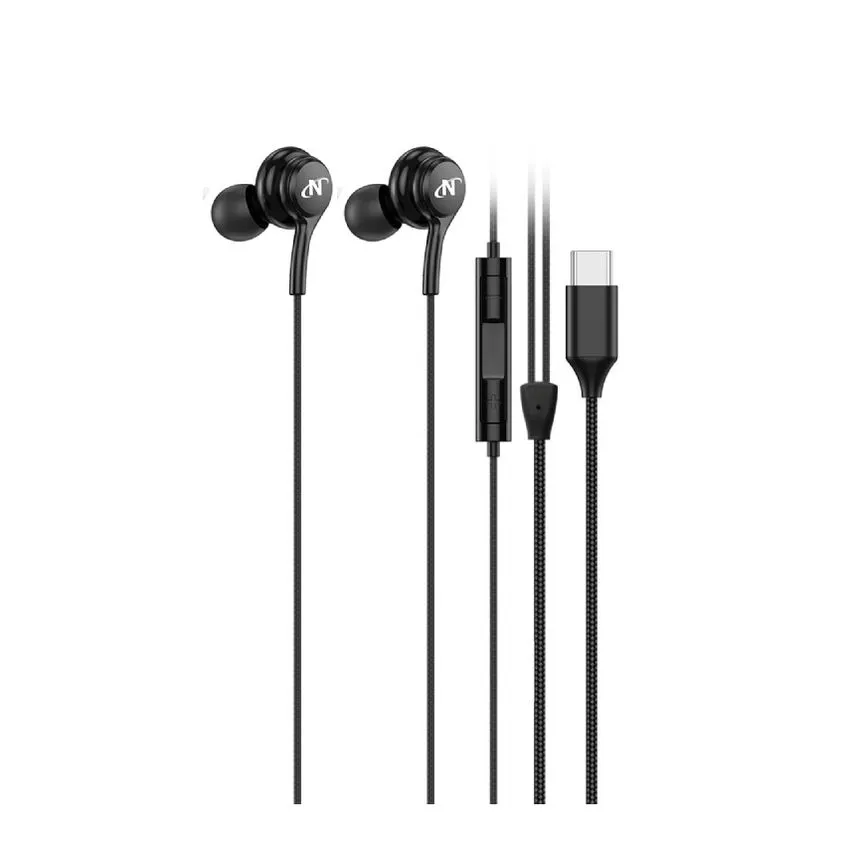 Auriculares In-Ear USB C Negro Nisuta Con Mic y Sonido Titanio NSAU1C