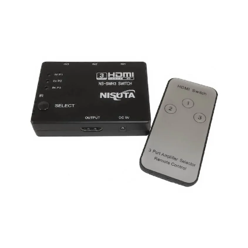 Switch HDMI 3X1 Electronico c/ Control Remoto Nisuta NSSWH3